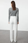 Straight Cut High Waist Pintuck Woven Trousers