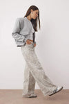 Multicolor Mid-Rise Pattern Wide Leg Jeans