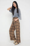 Multicolor Mid-Rise Pattern Wide Leg Jeans