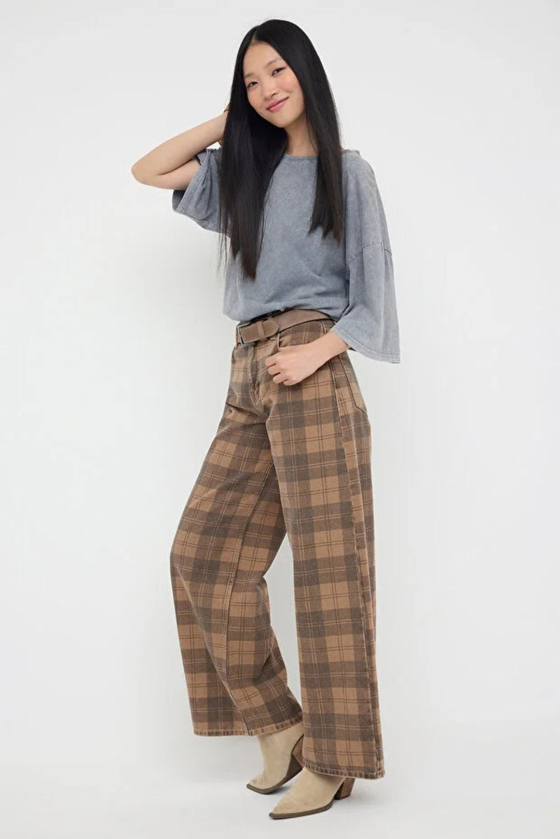 Multicolor Mid-Rise Pattern Wide Leg Jeans