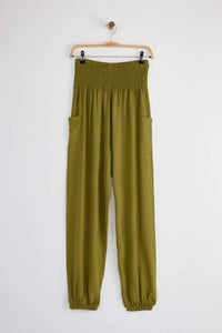 Woven Harem-Style Pants with Elasticated Cuffs