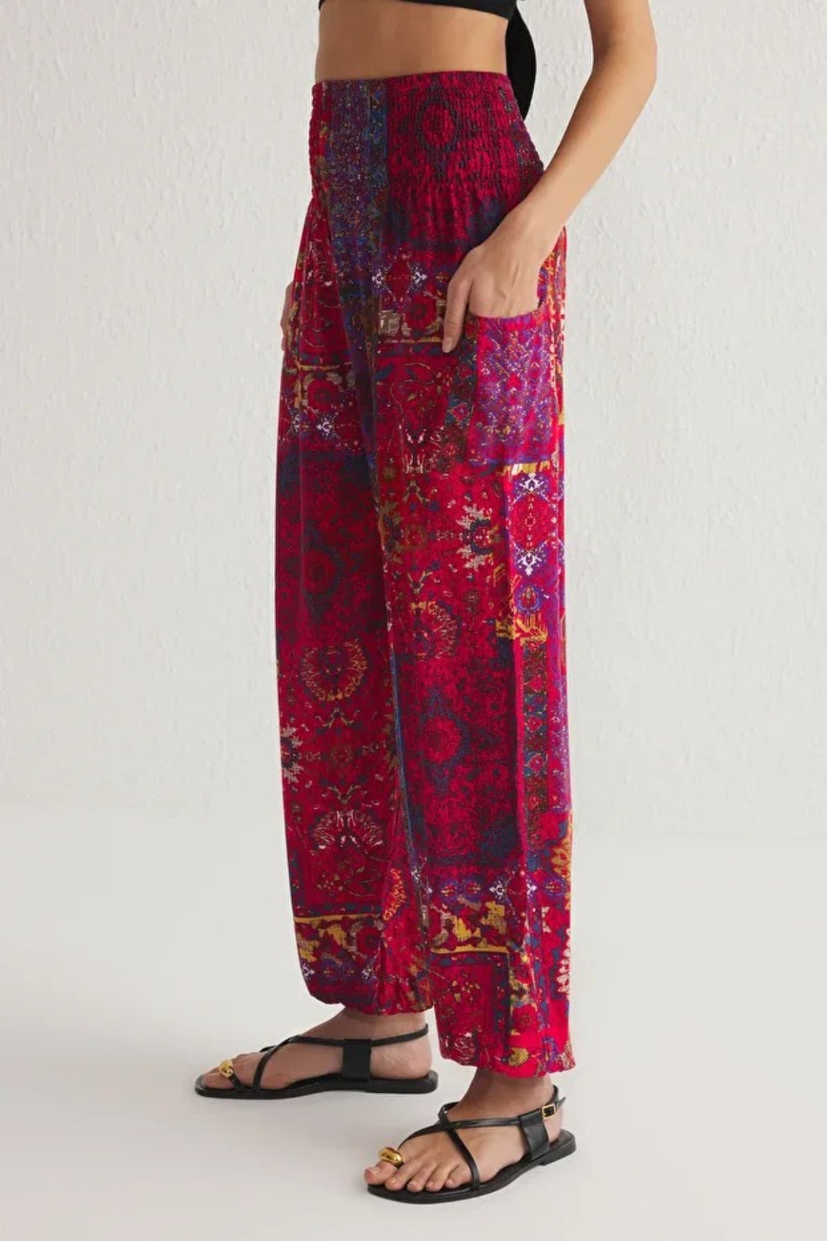 Woven Harem-Style Pants with Elasticated Cuffs