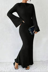 Ribbed Long Sleeve Maxi Dress with Flared Cuffs