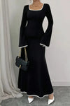 Regular Fit Long Sleeve Bodycon Maxi Dress with Flared Sleeves