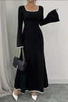 Regular Fit Long Sleeve Bodycon Maxi Dress with Flared Sleeves