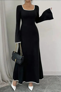 Regular Fit Long Sleeve Bodycon Maxi Dress with Flared Sleeves