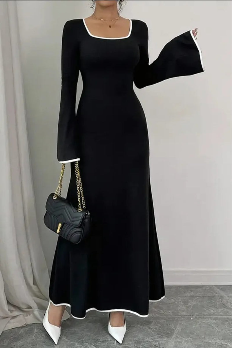 Regular Fit Long Sleeve Bodycon Maxi Dress with Flared Sleeves