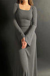 U-Neck Maxi Dress Grey
