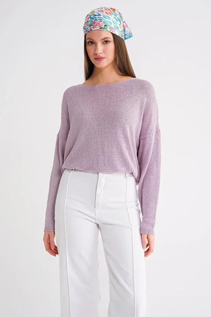 Boat Neck Lightweight Seasonal Knit Sweater