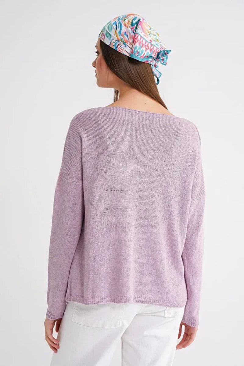 Boat Neck Lightweight Seasonal Knit Sweater