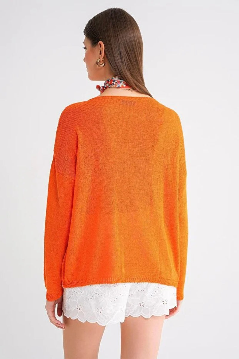 Boat Neck Lightweight Seasonal Knit Sweater