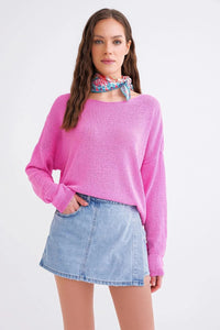 Boat Neck Lightweight Seasonal Knit Sweater