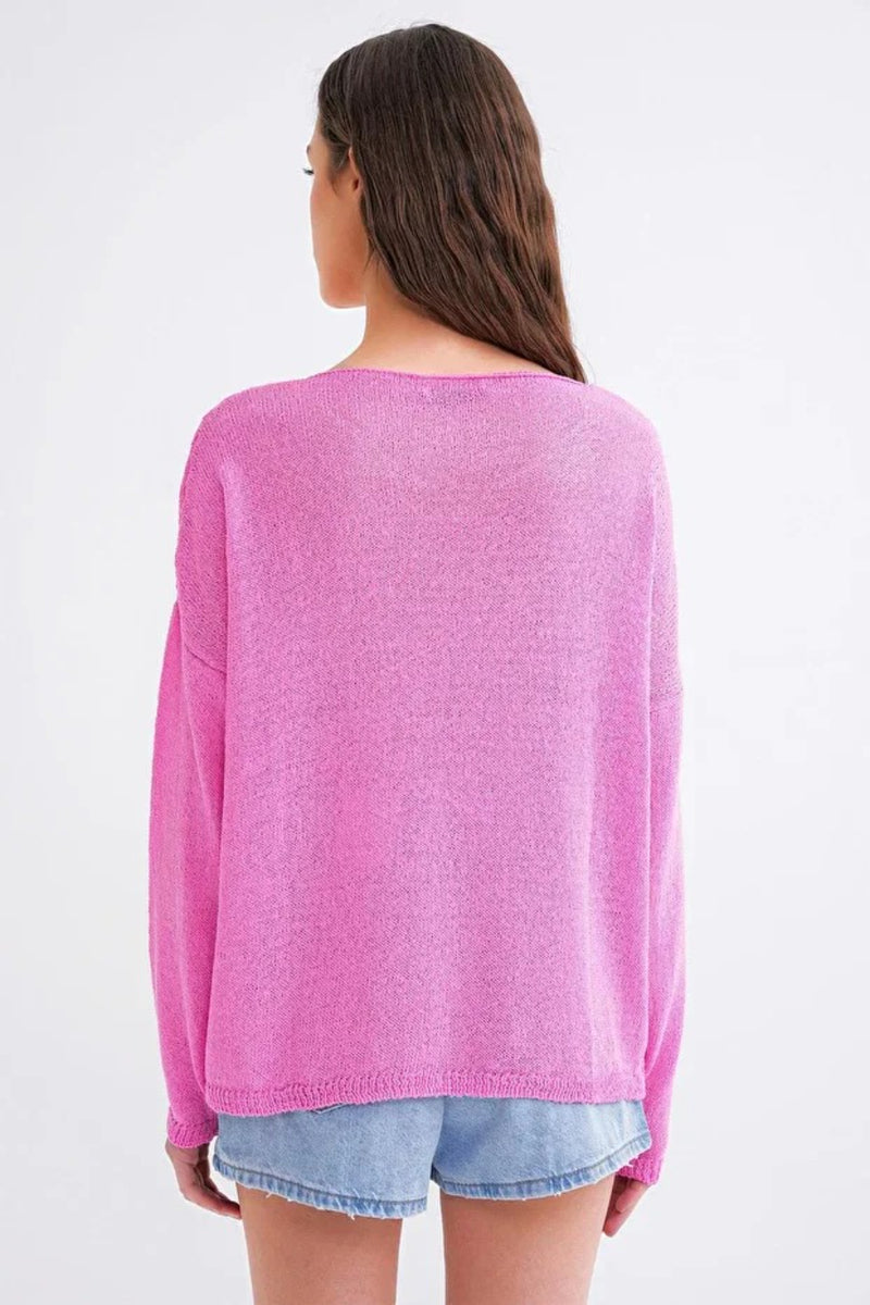 Boat Neck Lightweight Seasonal Knit Sweater