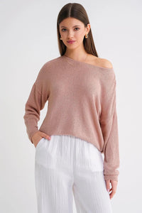 Boat Neck Lightweight Seasonal Knit Sweater