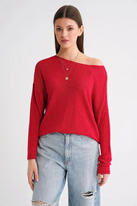 Boat Neck Lightweight Seasonal Knit Sweater