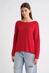 Boat Neck Lightweight Seasonal Knit Sweater