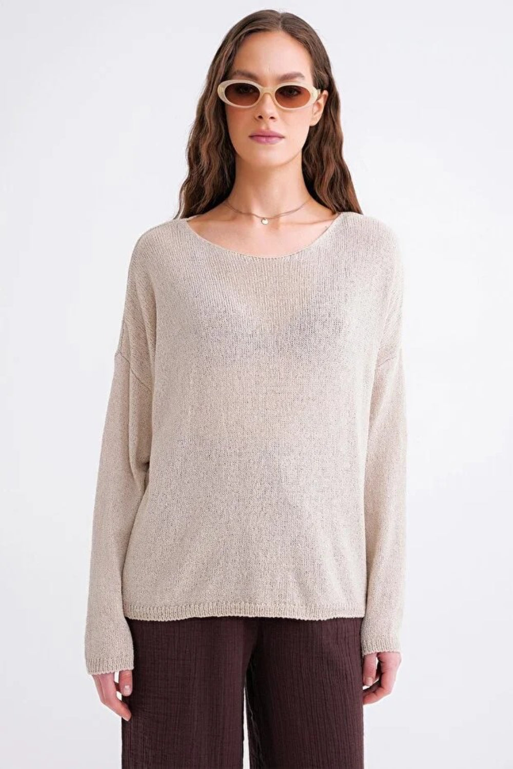 Boat Neck Lightweight Seasonal Knit Sweater