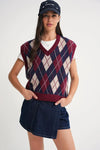 Argyle Pattern Knit Sweater Vest