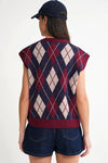 Argyle Pattern Knit Sweater Vest