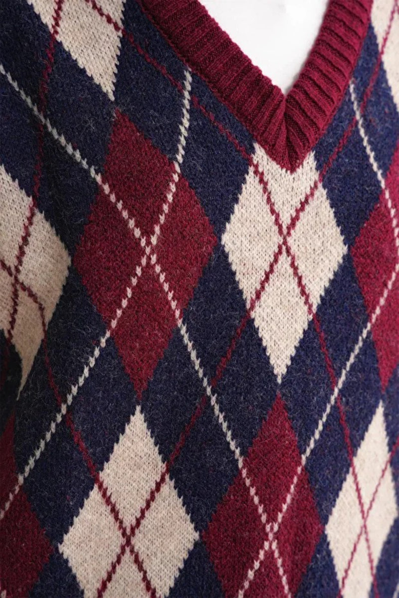 Argyle Pattern Knit Sweater Vest