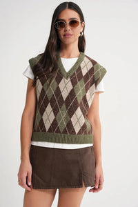 Argyle Pattern Knit Sweater Vest