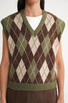 Argyle Pattern Knit Sweater Vest