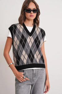 Argyle Pattern Knit Sweater Vest