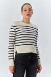 Soft-Textured Striped Knit Sweater