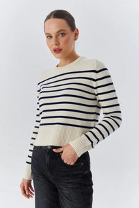 Soft-Textured Striped Knit Sweater