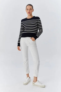Soft-Textured Striped Knit Sweater