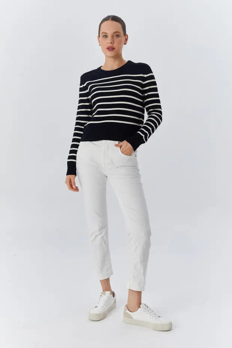 Soft-Textured Striped Knit Sweater