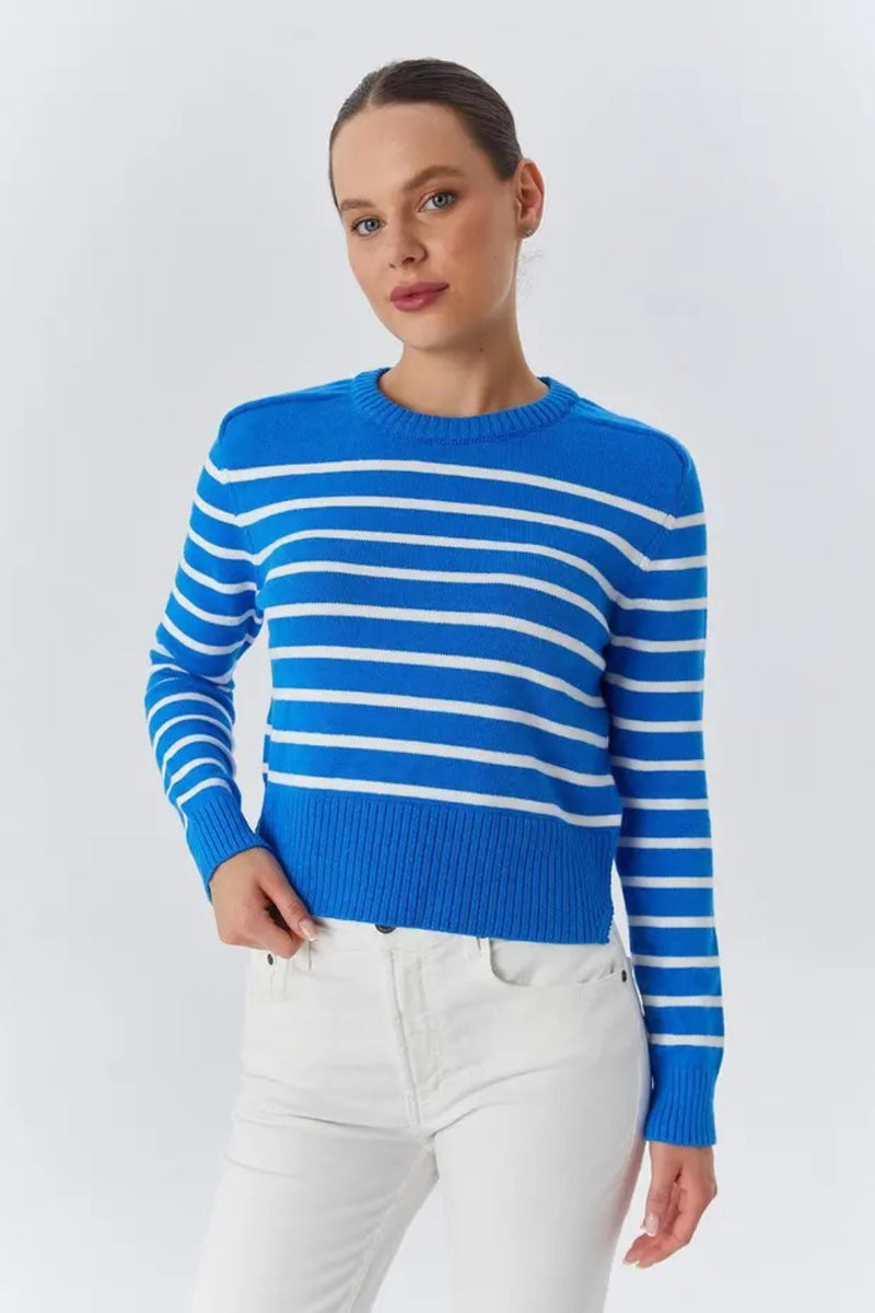 Soft-Textured Striped Knit Sweater