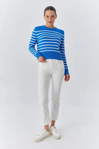 Soft-Textured Striped Knit Sweater