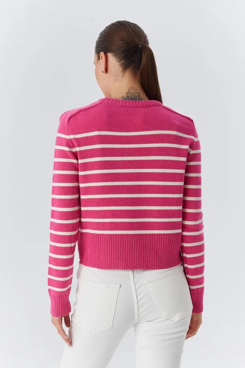 Soft-Textured Striped Knit Sweater