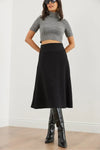 Waist-Banded Flared Knit Skirt