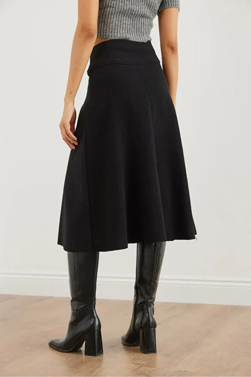 Waist-Banded Flared Knit Skirt