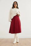 Waist-Banded Flared Knit Skirt