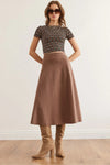Waist-Banded Flared Knit Skirt