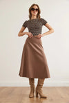 Waist-Banded Flared Knit Skirt