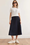 Waist-Banded Flared Knit Skirt