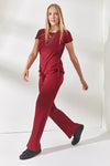 2-Piece Set – Side-Ruched Blouse and Palazzo Pants