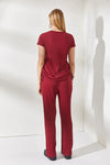 2-Piece Set – Side-Ruched Blouse and Palazzo Pants