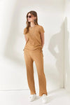 2-Piece Set – Side-Ruched Blouse and Palazzo Pants