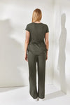 2-Piece Set – Side-Ruched Blouse and Palazzo Pants