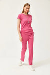 2-Piece Set – Side-Ruched Blouse and Palazzo Pants