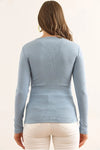 Button Placket Ribbed Blouse