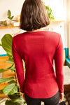 Button Placket Ribbed Blouse