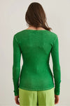 Button Placket Ribbed Blouse
