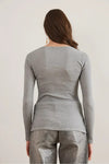 Button Placket Ribbed Blouse
