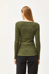 Button Placket Ribbed Blouse